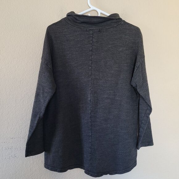 Cut Loose Turtleneck Top Womens size Small Long Sleeve Lagenlook Green Gray - Picture 7 of 7